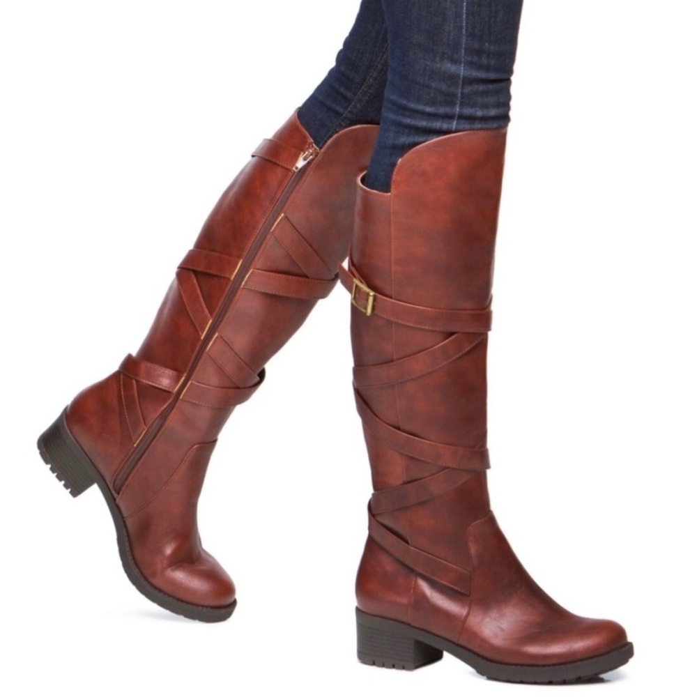 BRAND NEW Desta Cognac Riding Boots by Shoe Dazzle